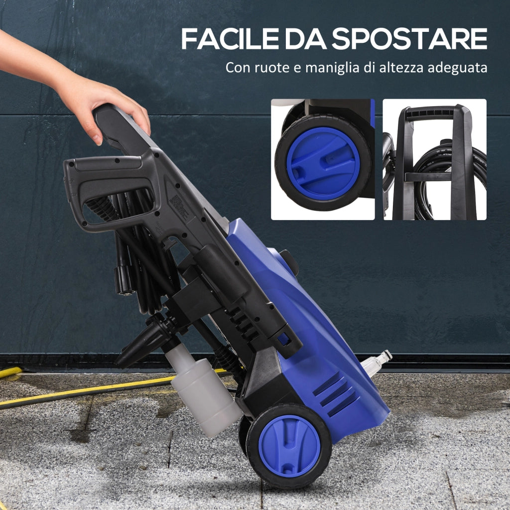 Idropulitrice ad Alta Pressione 1600W con Kit Pulizia ¨C zephmum ¨C 35x28x65 cm, Blu e Nero