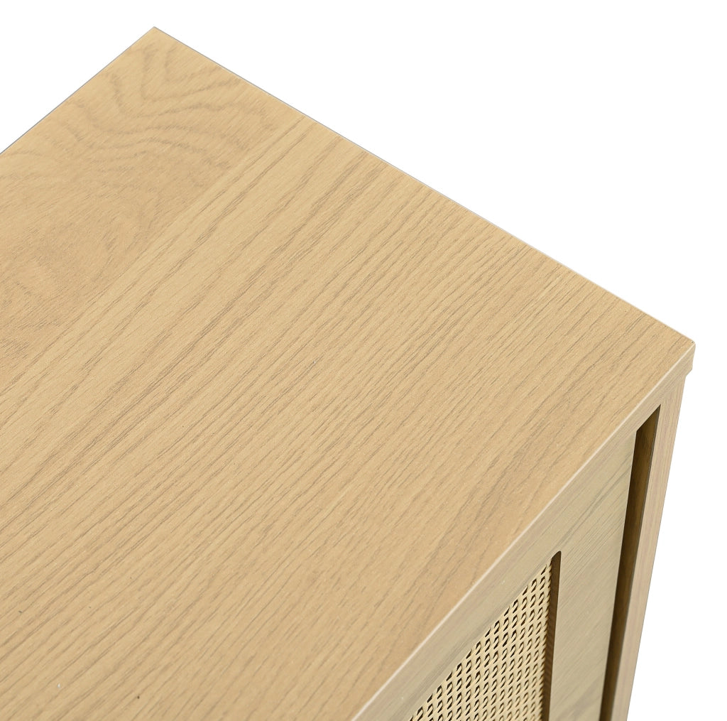 Cassettiera vintage con 6 cassetti 120x40x76;5 cm in truciolare effetto rovere