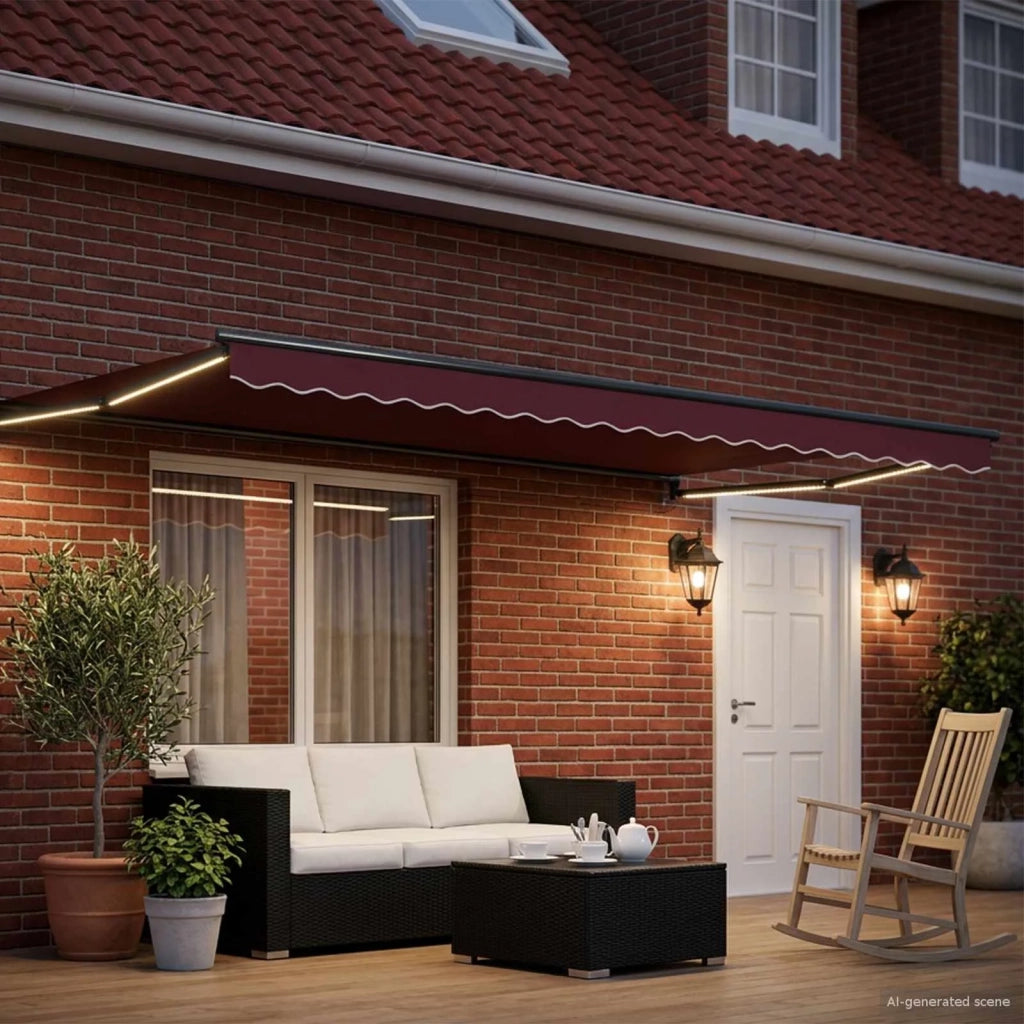 Tenda retrattile manuale con LED Borgogna e Antracite 4 × 3 m 3419460