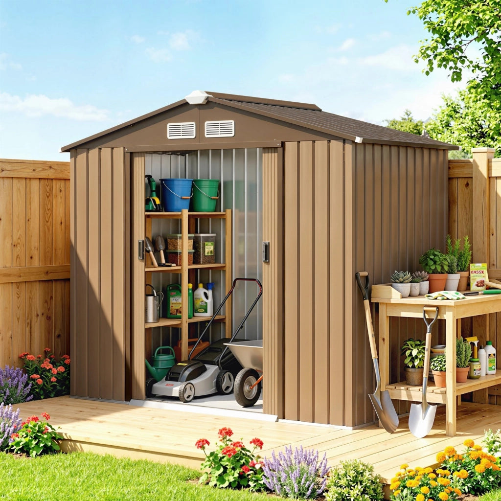 Casetta da giardino ¨C zephmum ¨C 2,5 m2 verde acciaio