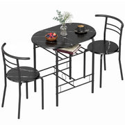 Set tavolo pranzo 3 pezzi con sedie 2 persone scaffale nero effetto marmo ¨C Xylo