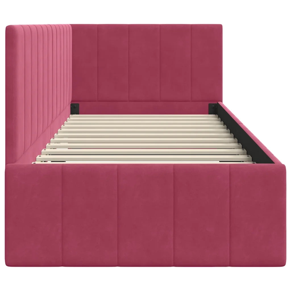 Letto singolo | Letto per adulti | Cornice del letto ad angolo Rosso Vino 80 cm x 200 cm Velluto