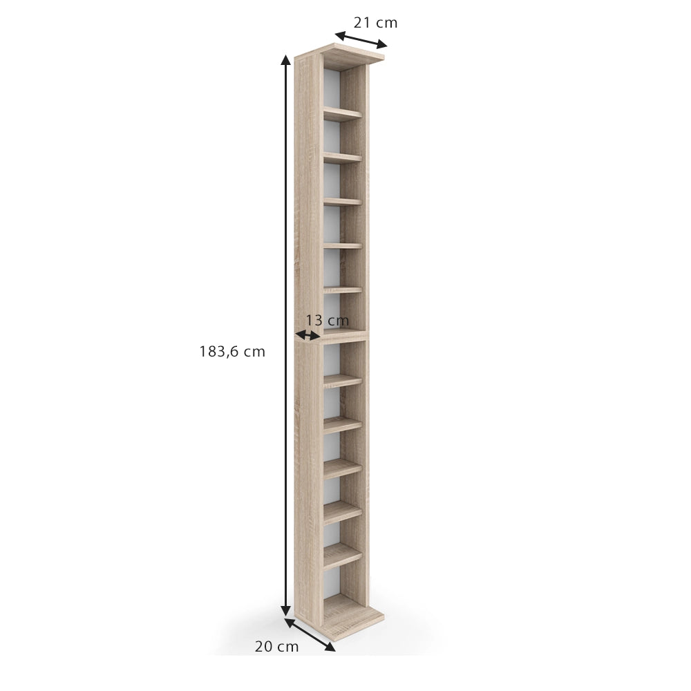 Vicco Scaffale porta cd Sonoma 21 x 183.6 cm Alto