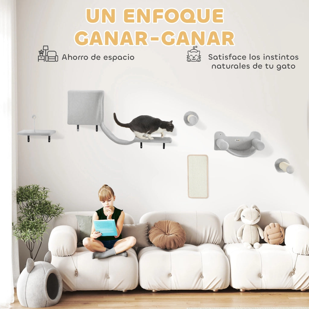 Gioco per Gatti con Condominio Piattaforma Amaca e Tiragraffi ¨C Minimal ¨C Grigio