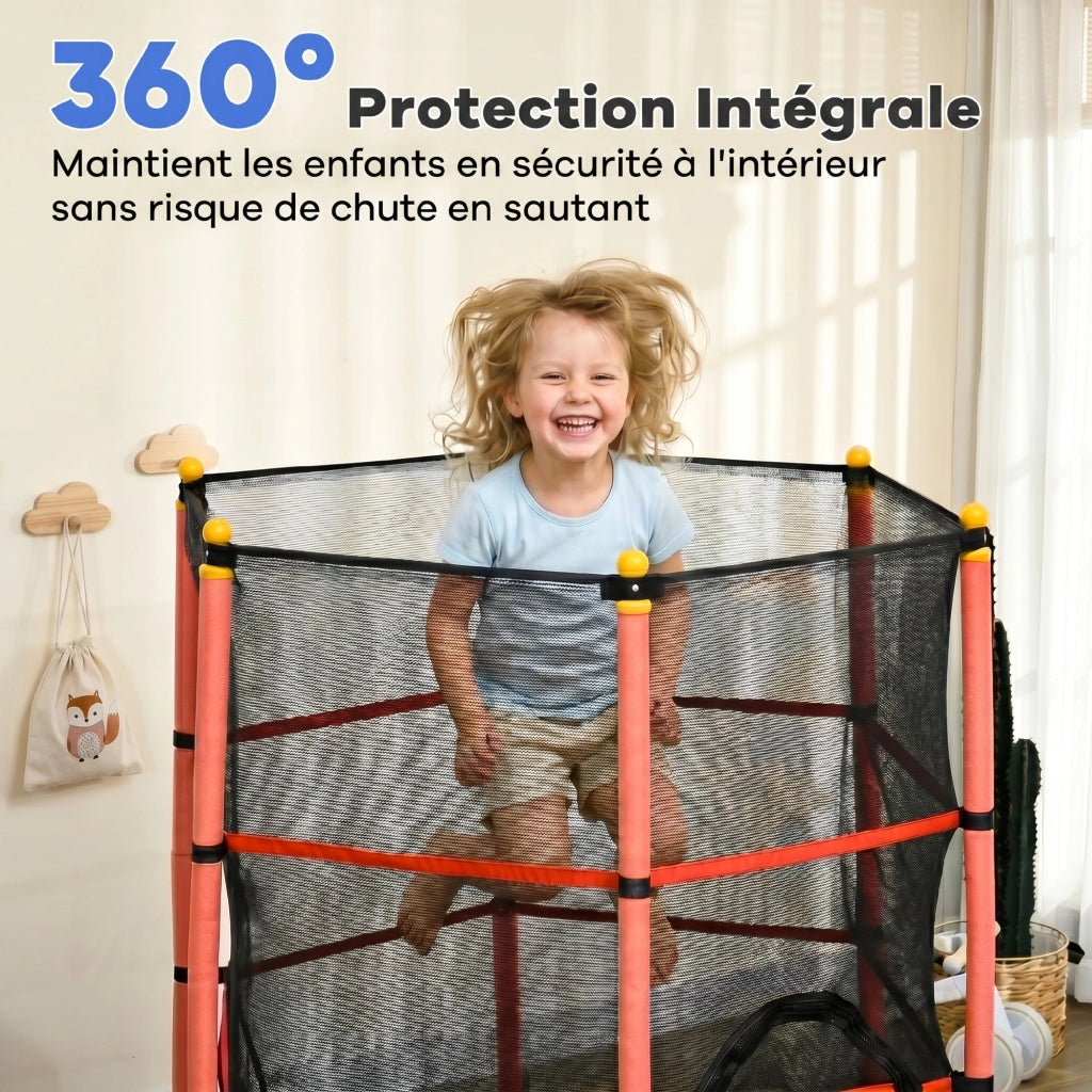Trampolino per Bambini con Rete di Sicurezza ¨C Minimal ¨C Rosso ? 163x190 cm