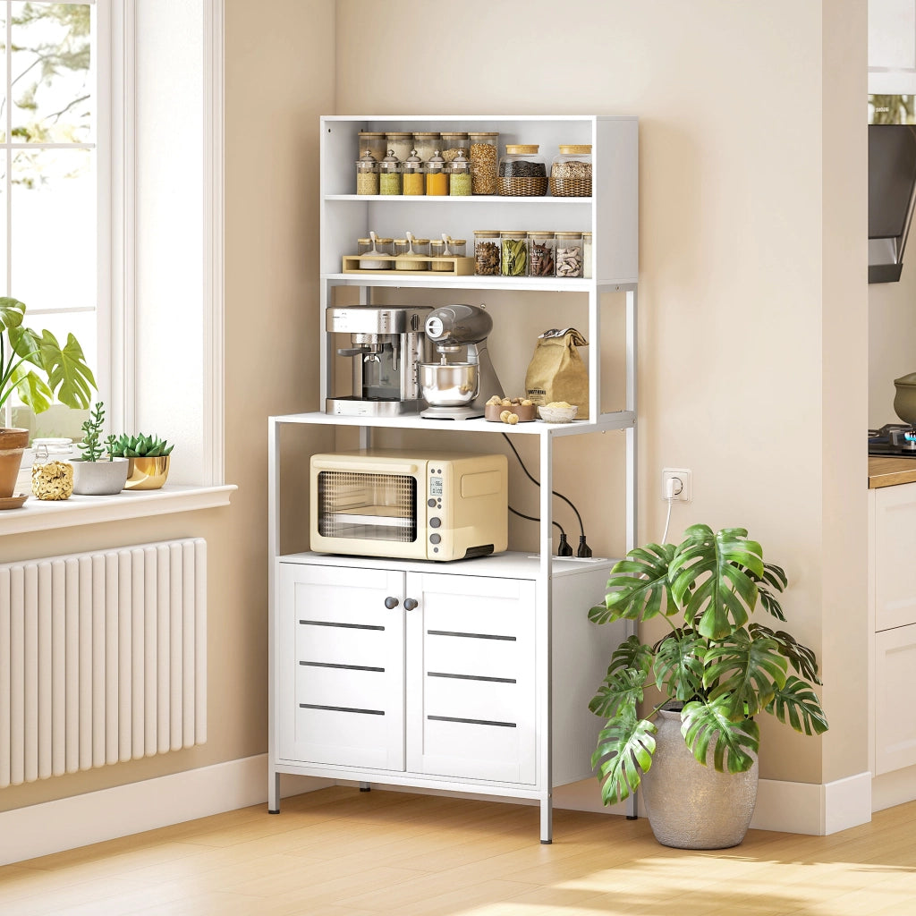Scaffale da Cucina con Presa e Porte ¨C Minimal ¨C Bianco 80x30x180