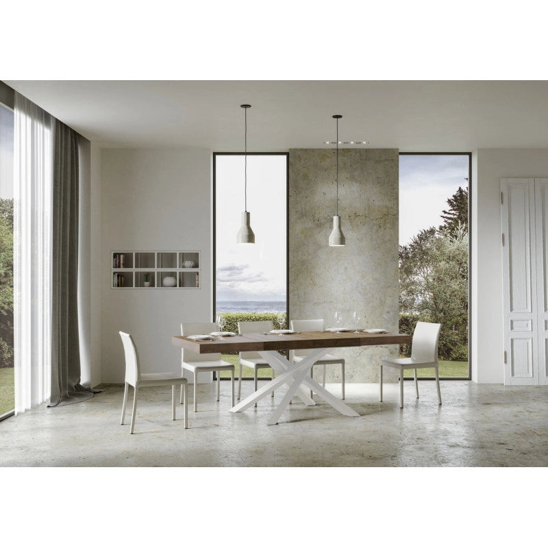 Tavolo allungabile 140/400x90 cm Volantis Premium telaio Bianche - Noce