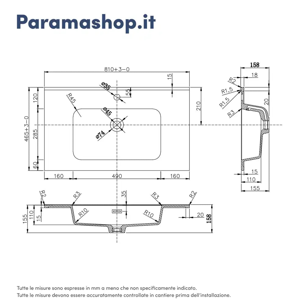 Mobile da bagno sospeso 80cm noce scuro con lavabo e specchio | Hoia