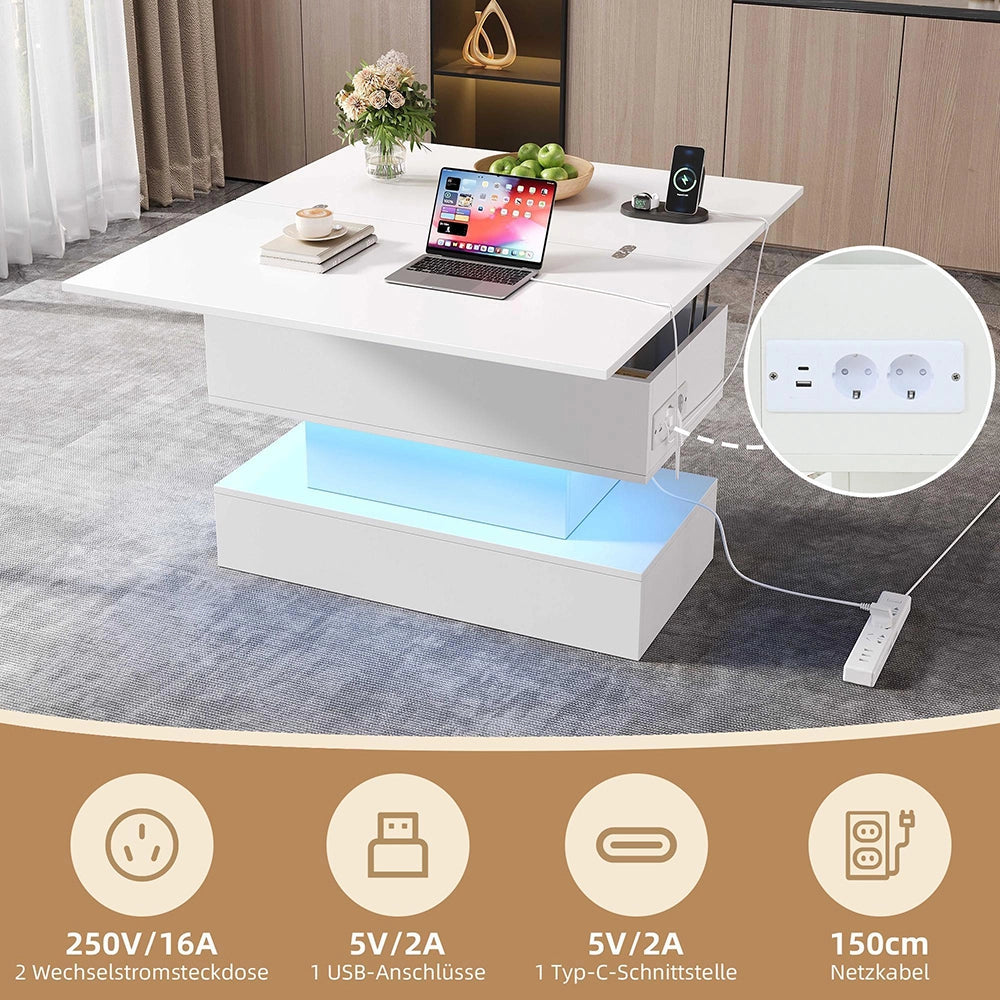 Tavolino con prese - Xylo - 100x50cm USB/USB-C regolabile