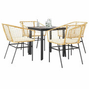 Set da Pranzo da Giardino 5pz con Cuscini Polyrattan Vetro 3334605