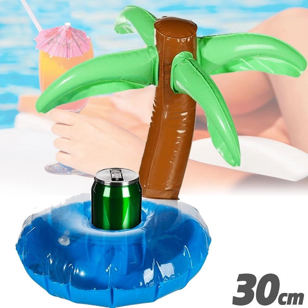 Trade Shop - Porta Bibite Gonfiabile Isola Con Palma Galleggiante Porta Lattina Piscina 30 Cm -