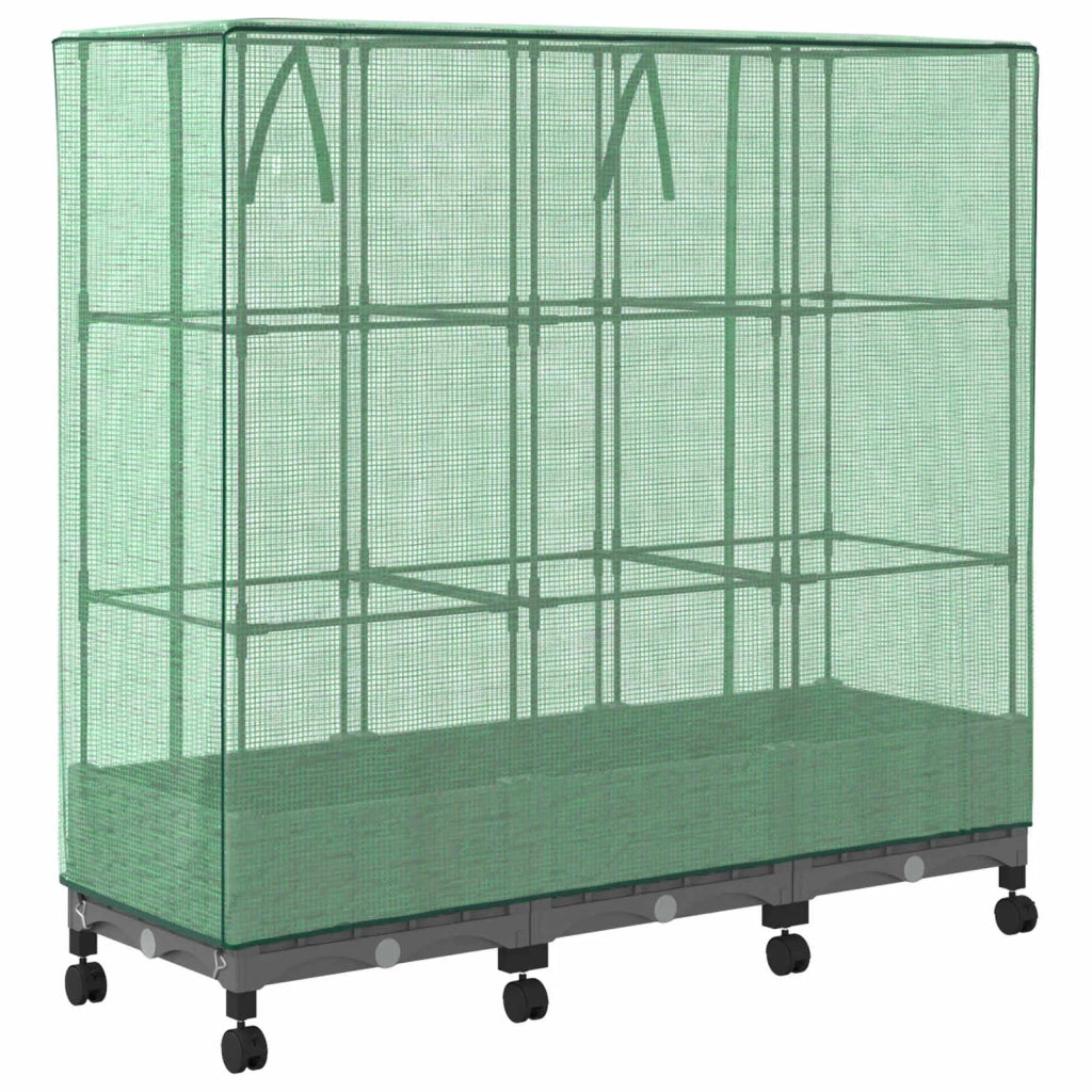 Vaso da Giardino con Copertura per Serra e Ruote 3 pz PP 3423064