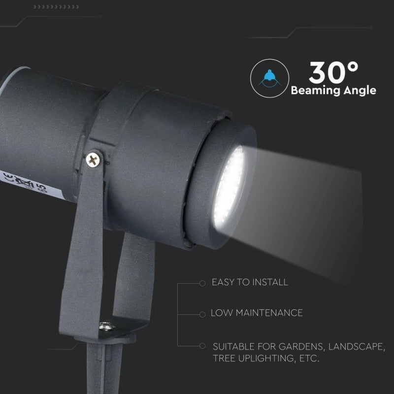 Faretto LED da Giardino 12W con Picchetto Colore Grigio 3000K IP65