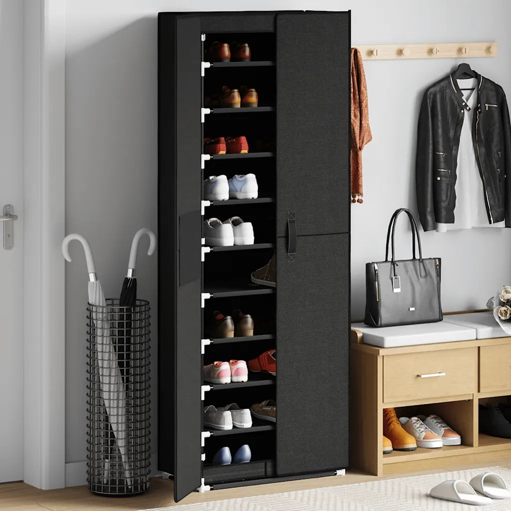 Scarpiera Nera 60x30x166 cm in Tessuto 282463