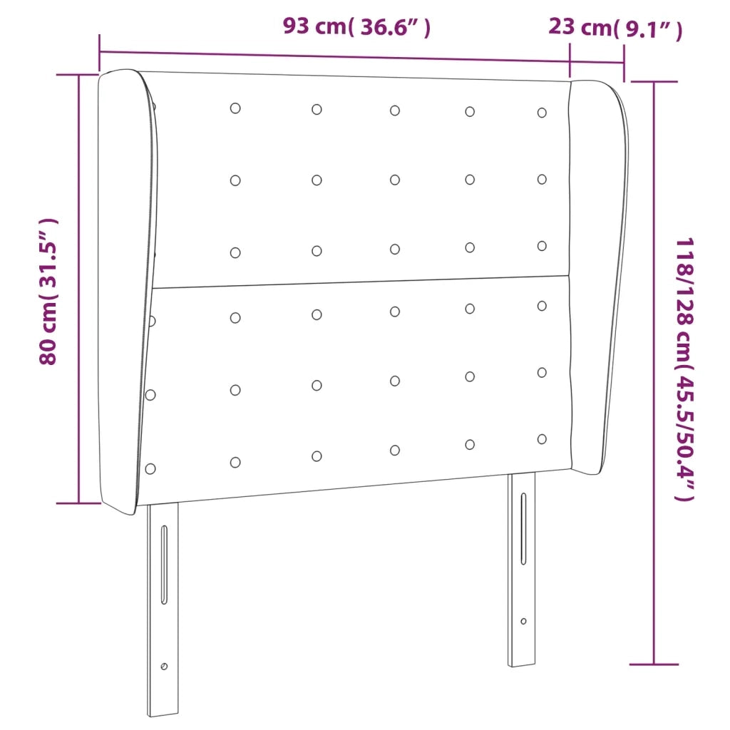 Testiera | Testata ad Orecchio Grigio Scuro 93x23x118/128cm in Similpelle