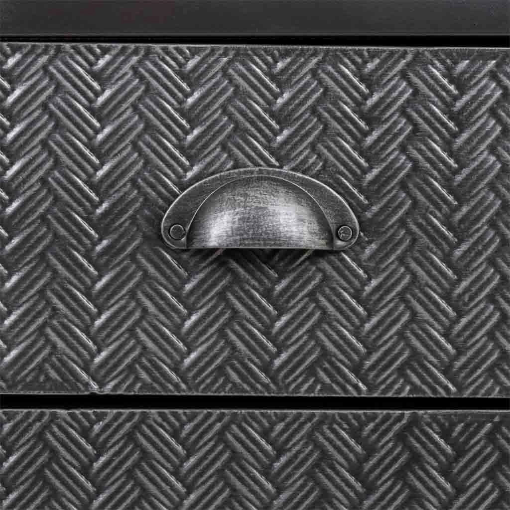 Credenza in metallo nero e legno 121,5x36x82,5h