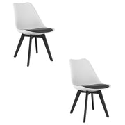 Sedia VALORA RIXK - Design ergonomico senza tempo, nero e bianco x 2
