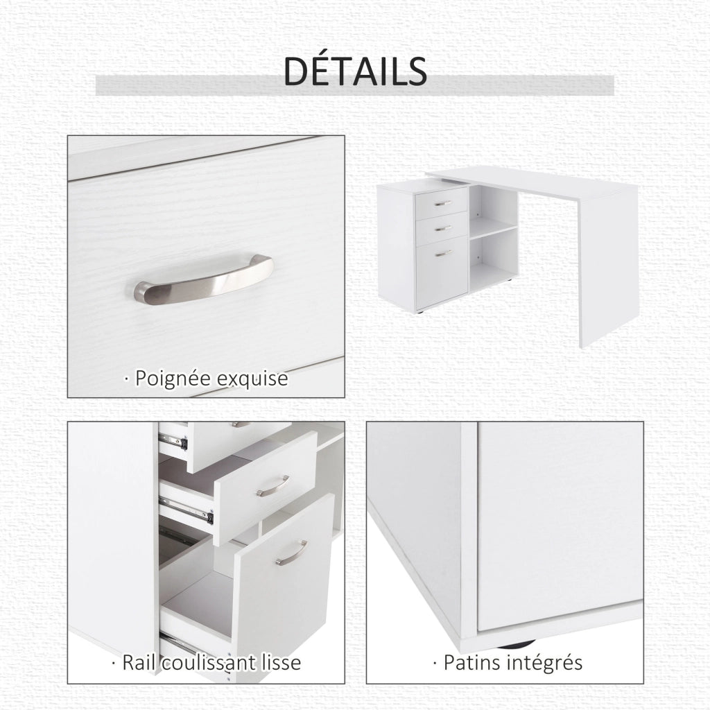 Scrivania angolare con cassetti e ripiani ¨C zephmum ¨C MDF bianco
