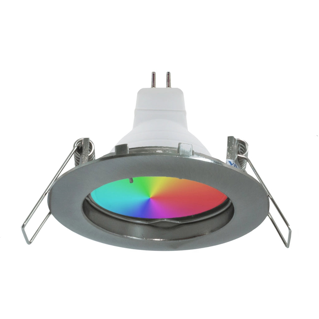 Faretto LED RGB 6W multicolore 12V incasso 6cm tondo RGBW effetti luce colorata barca camper SILVER-LUCE RGBW 6000K