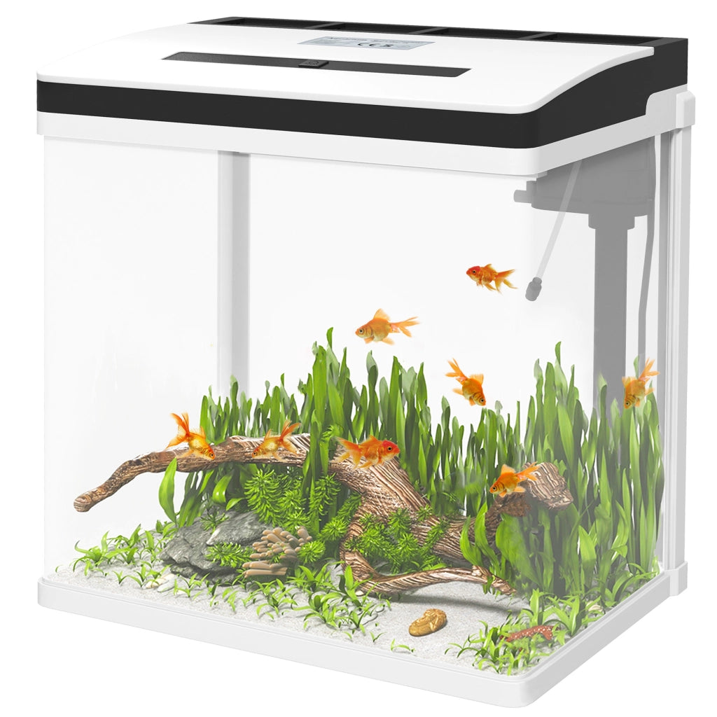 Acquario in vetro con filtro coperchio luce LED ¨C Minimal ¨C 38x26x39,5 cm bianco