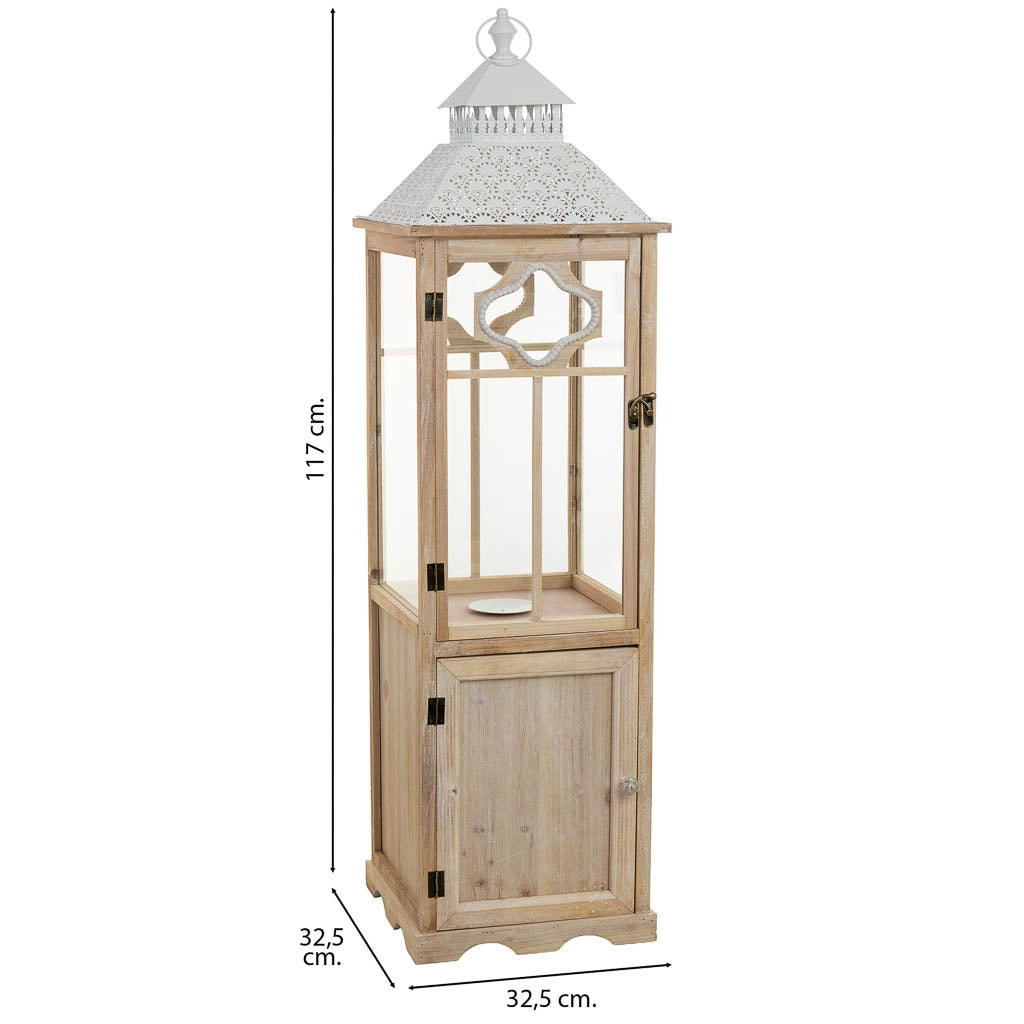 Lanterna in legno marrone 32,5x32,5x117h cm