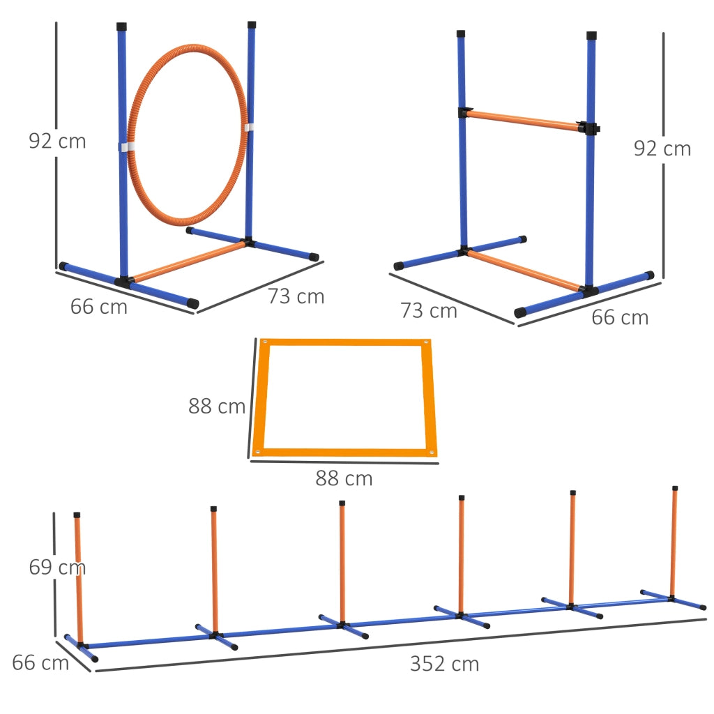 Set Agility per Cani ¨C zephmum ¨C Blu e Rosso, 352x66x69 cm