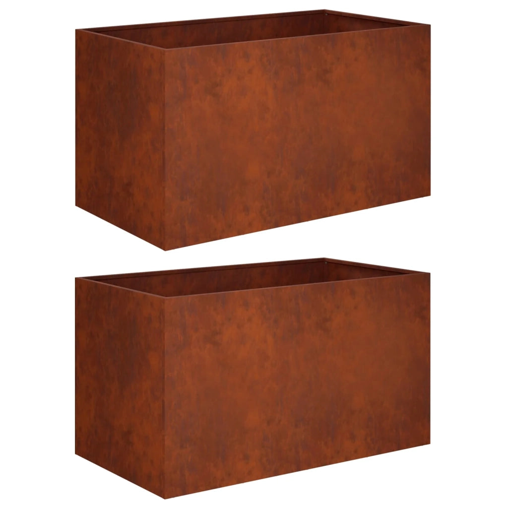 Vaso da giardino 2 pz Ruggine 80 x 50 x 50 cm Acciaio Corten 8005273