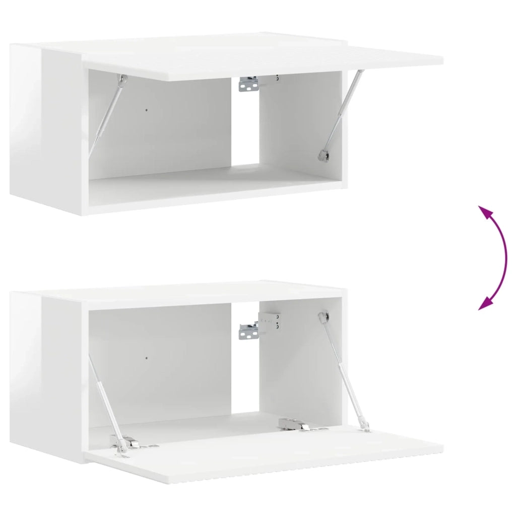 Set mobile TV 8 pcs Bianco Lucido Legno multistrato 3409136
