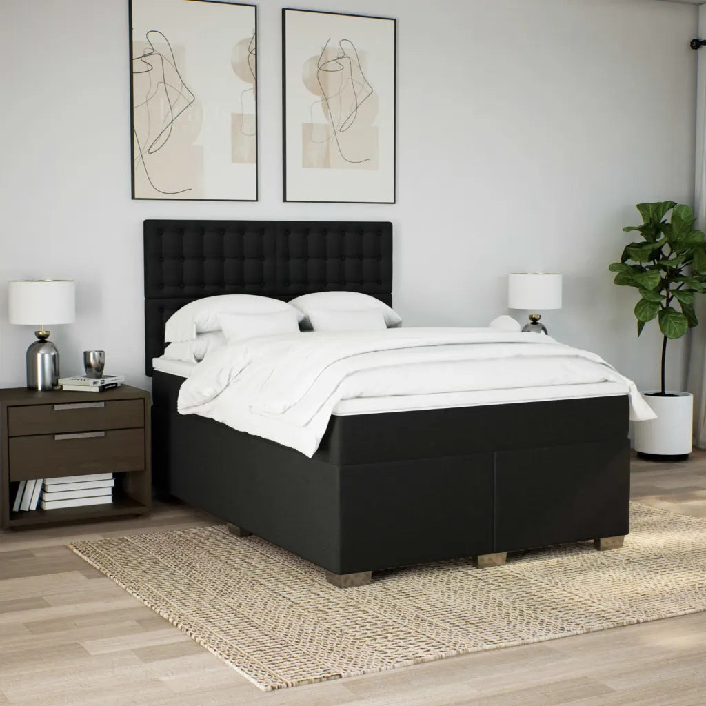 Giroletto a Molle con Materasso Nero 160x200 cm in Tessuto 3290555