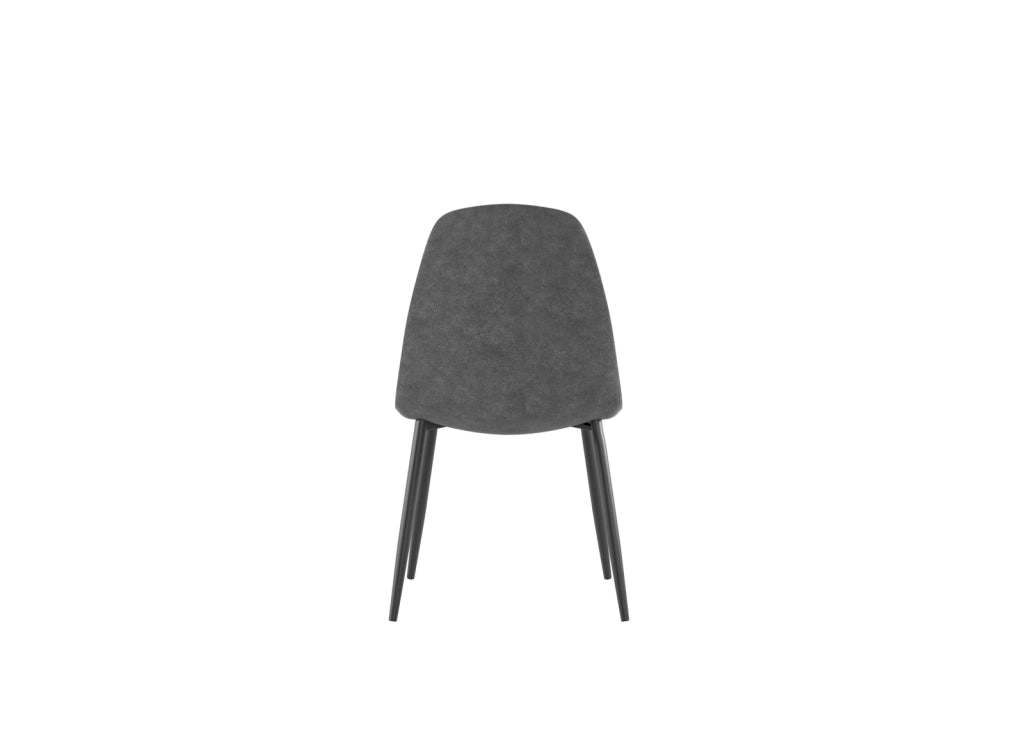 Sedia Brigitte in Similpelle Grigio Vintage con Struttura in Metallo Antracite - Seduta Imbottita Design Moderno Industrial - 4 Pezzi