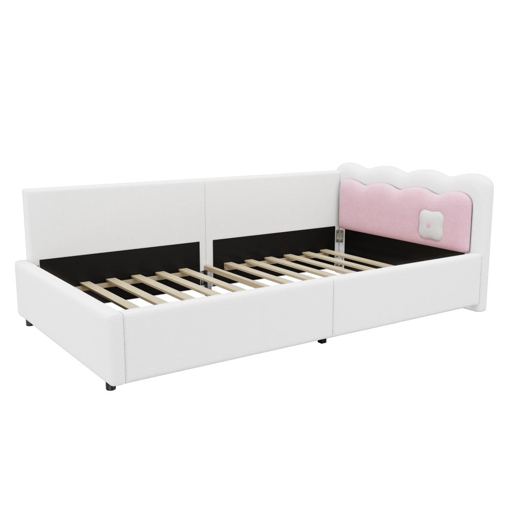 Letto matrimoniale con luce LED integrata velluto bianco 90x200 cm