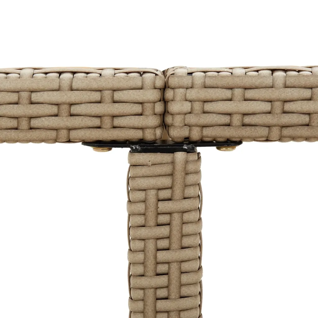 Tavolo da Giardino | Tavolino da esterno Beige 109x107x74 cm in Polyrattan e Vetro