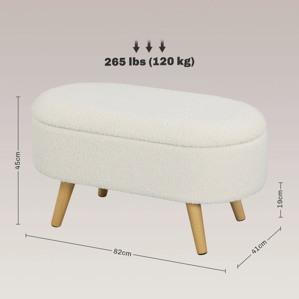 Divano con cassetti ¨C Minimal ¨C Tessuto bianco 90x40x45