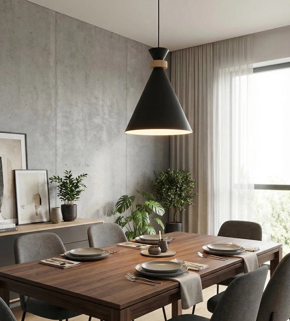 Lampada a sospensione ZERO nera legno 1xE27 Emibig