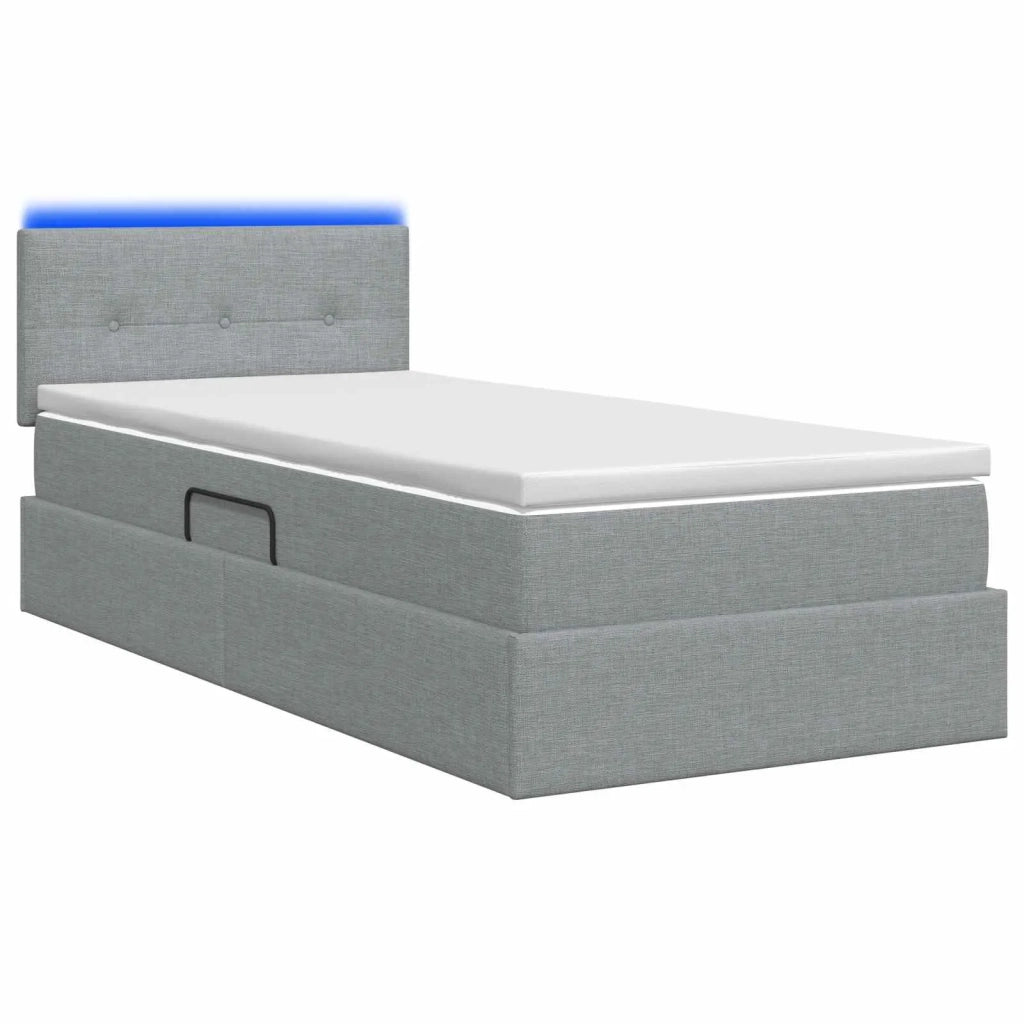 Letto con contenitore LED e materasso Grigio Chiaro 3459042