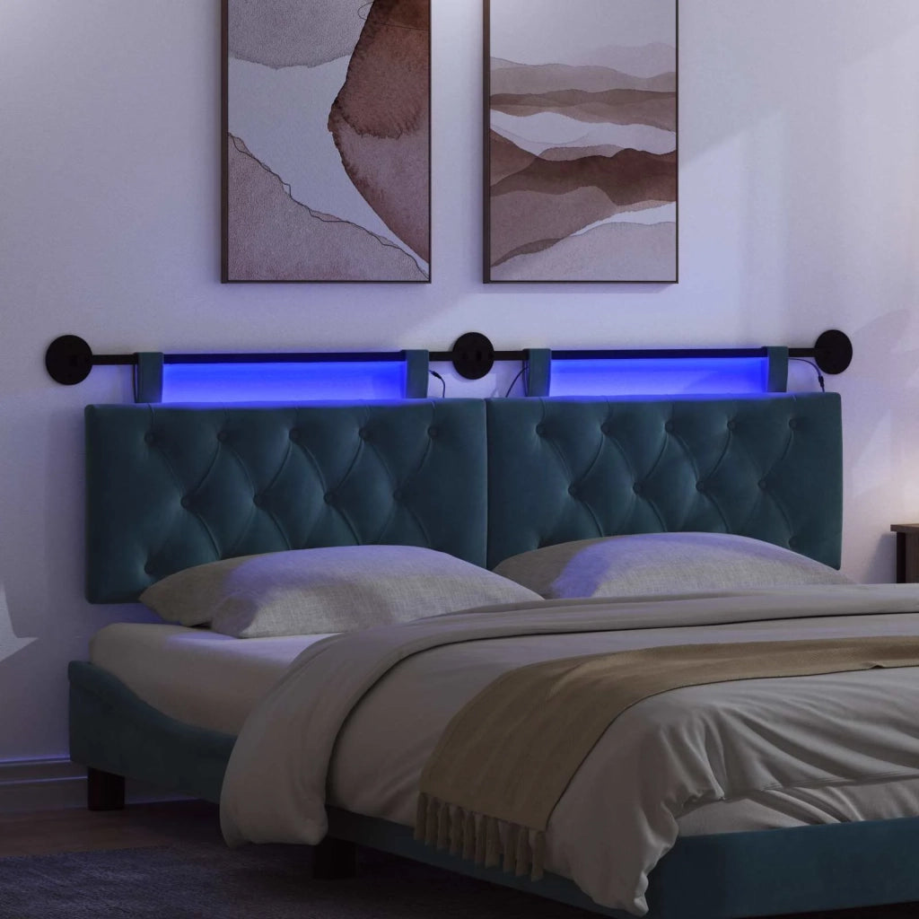 Testiera | Testata sospesa Con luce LED Blu Velluto