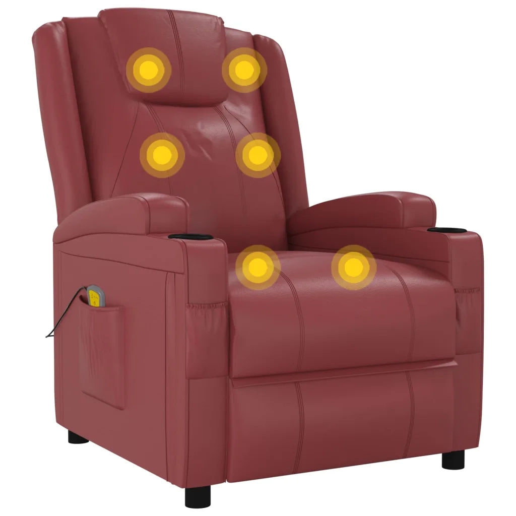 Poltrona Massaggiante | Sedia Relax Rosso Vino in Similpelle