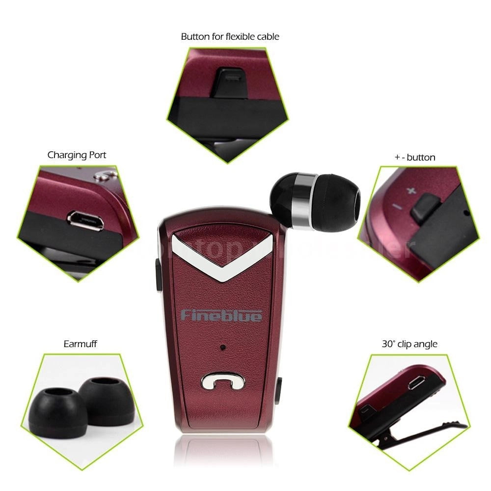 Trade Shop - Cuffia Retraibile Auricolare Bluetooth Universale Fineblue F-v2 Per Smartphone -
