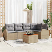 Set Divano da Giardino 6 pcs Beige e Grigio Chiaro polyrattan