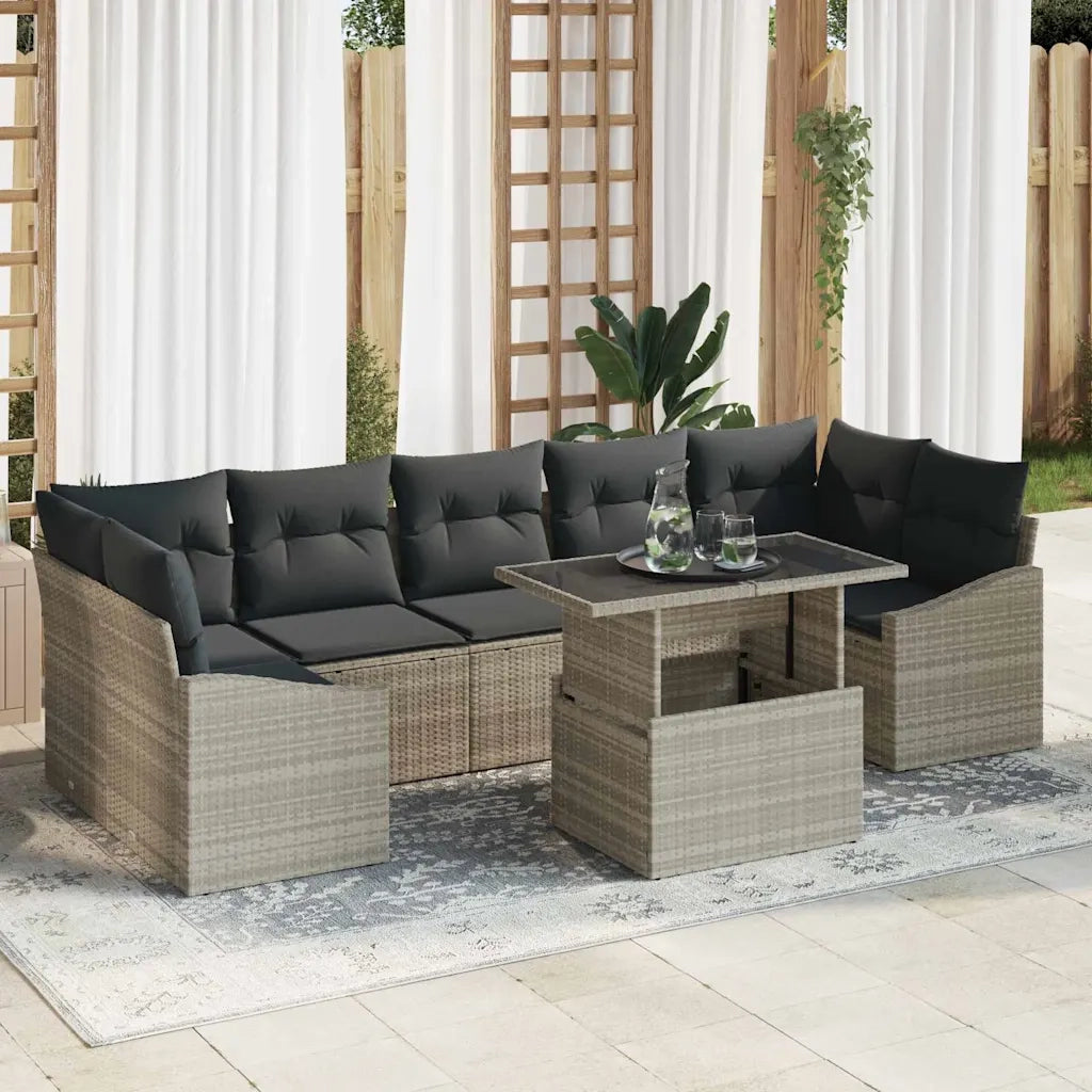 Set Divano da Giardino 8 pcs Grigio chiaro polyrattan 3348958