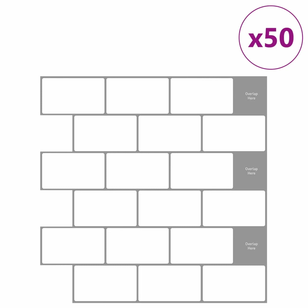 Piastrella subway 50 pcs Bianco e Grigio 30 x 30 cm 42046116