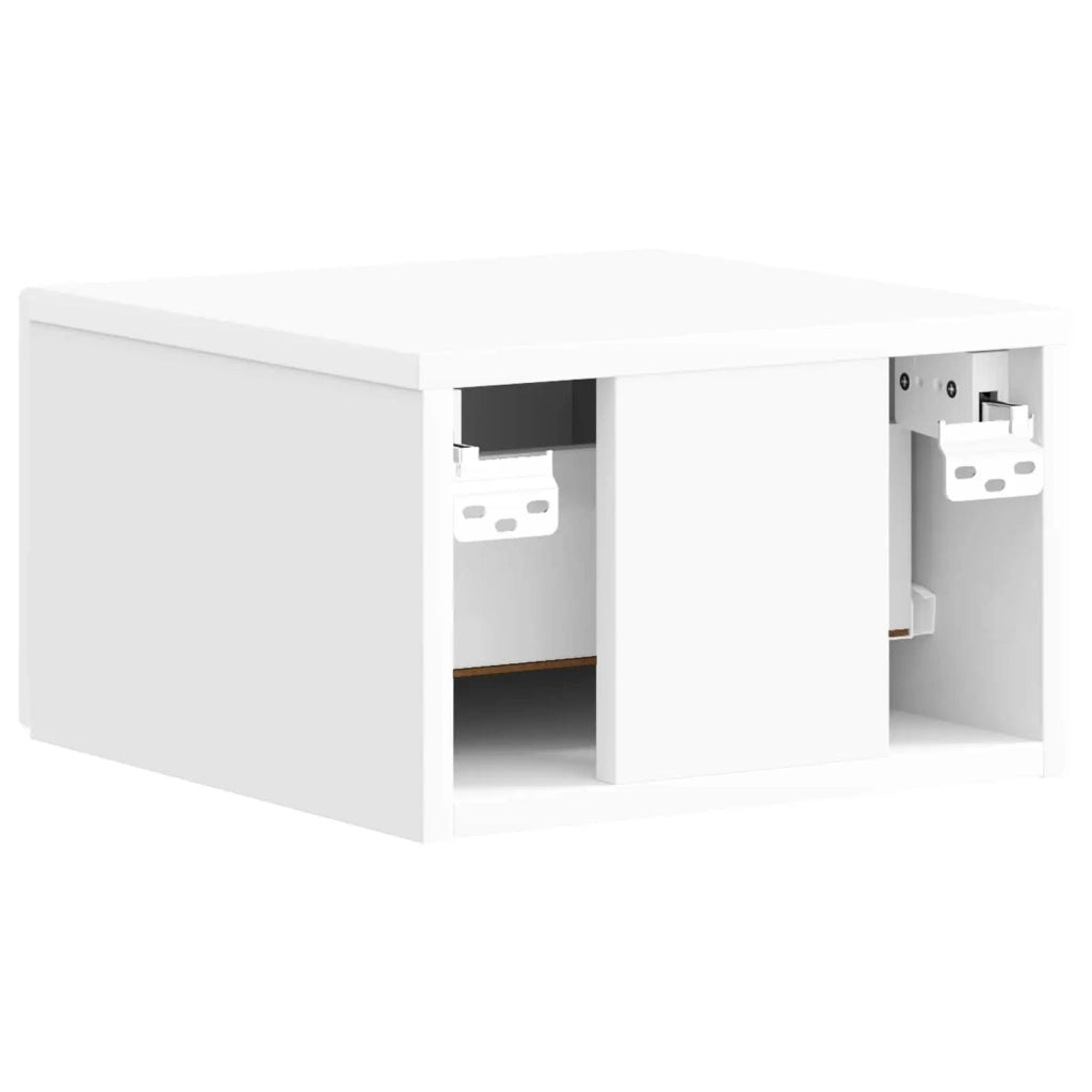 Set di 2 Comodini | Armadio da Notte | Mobiletto da notte a muro Bianco Lucido 33 x 34,5 x 20 cm