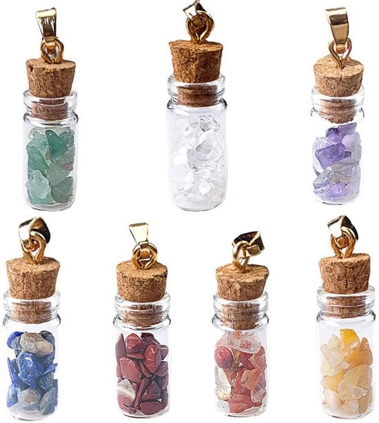 Set di Cristalli di Chakra - 7 pezzi - Edelstielle per il Guarigione - Boccette per il Manifesto dei Desideri - Meditazione per il Balancio - Decorazione per la Casa - Cristalli per il Guarigione
