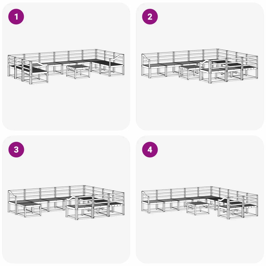Set di divani da esterno 11 pcs Naturale