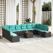 Set Divano da Giardino 11 pz Nero polyrattan 3348012