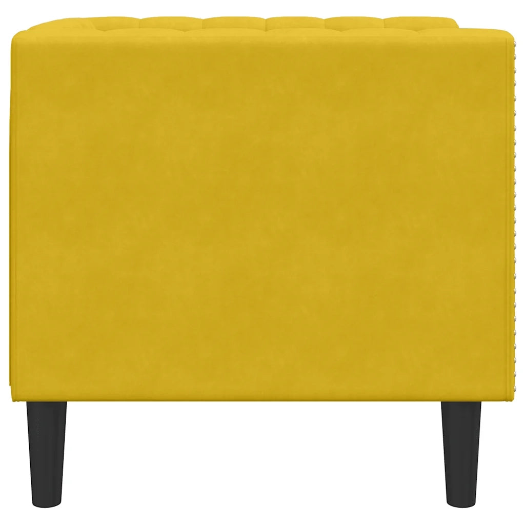 Poltrona | Sedia Relax Chesterfield Gialla in Velluto