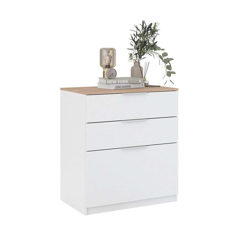 Vicco Cassettiera per camera da letto Bianco/Sonoma 50 x 90 cm con 3 cassetti