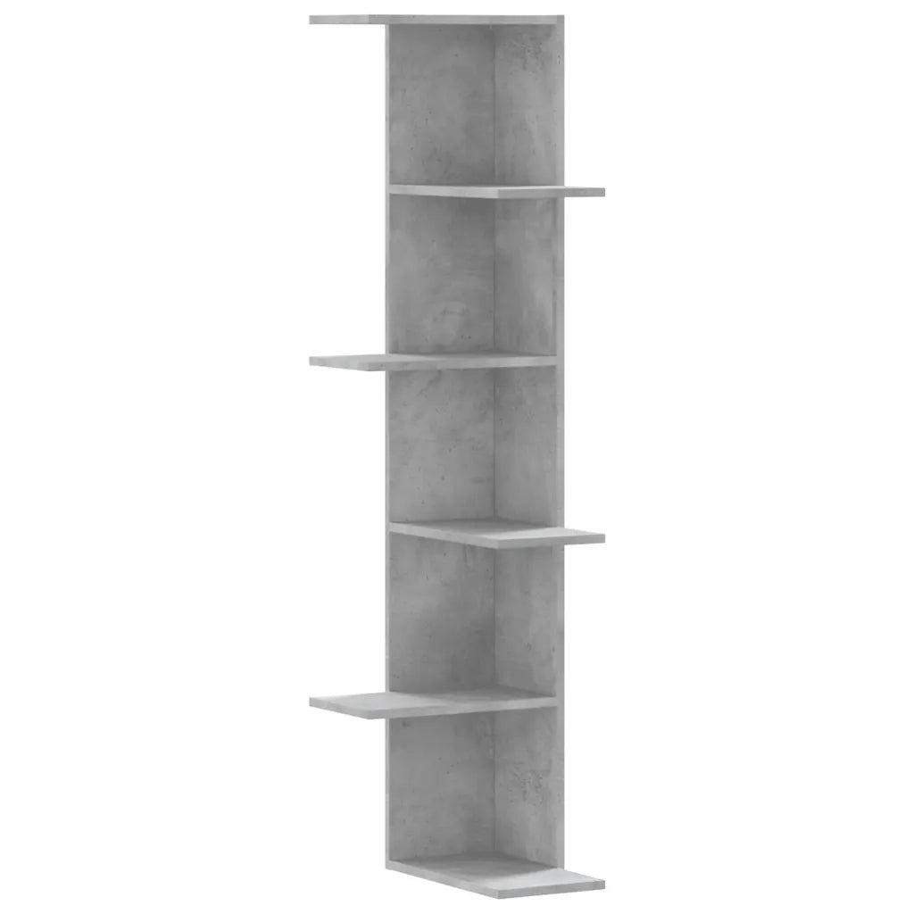 Scaffale Angolare Muro Grigio Cemento 36,5x36,5x140 cm Legno 852630