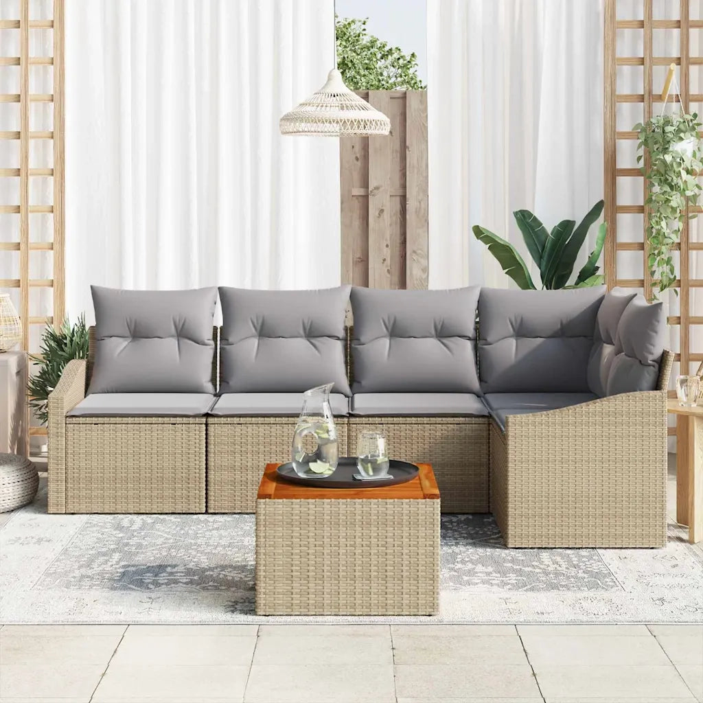 Set Divano da Giardino 6 pcs Beige e Grigio Chiaro polyrattan 3356502