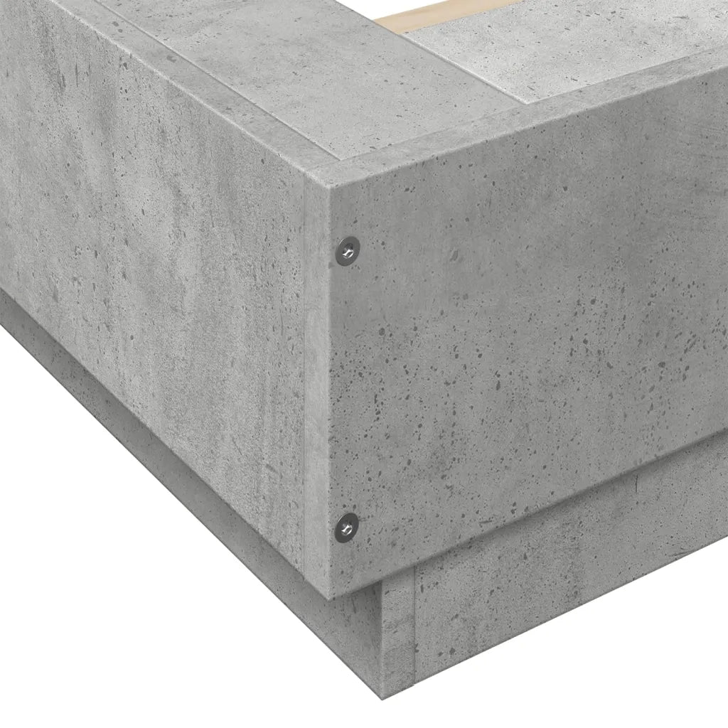 Letto singolo | Letto per adulti | Giroletto Luci LED Grigio Cemento 90x200cm in Legno Multistrato